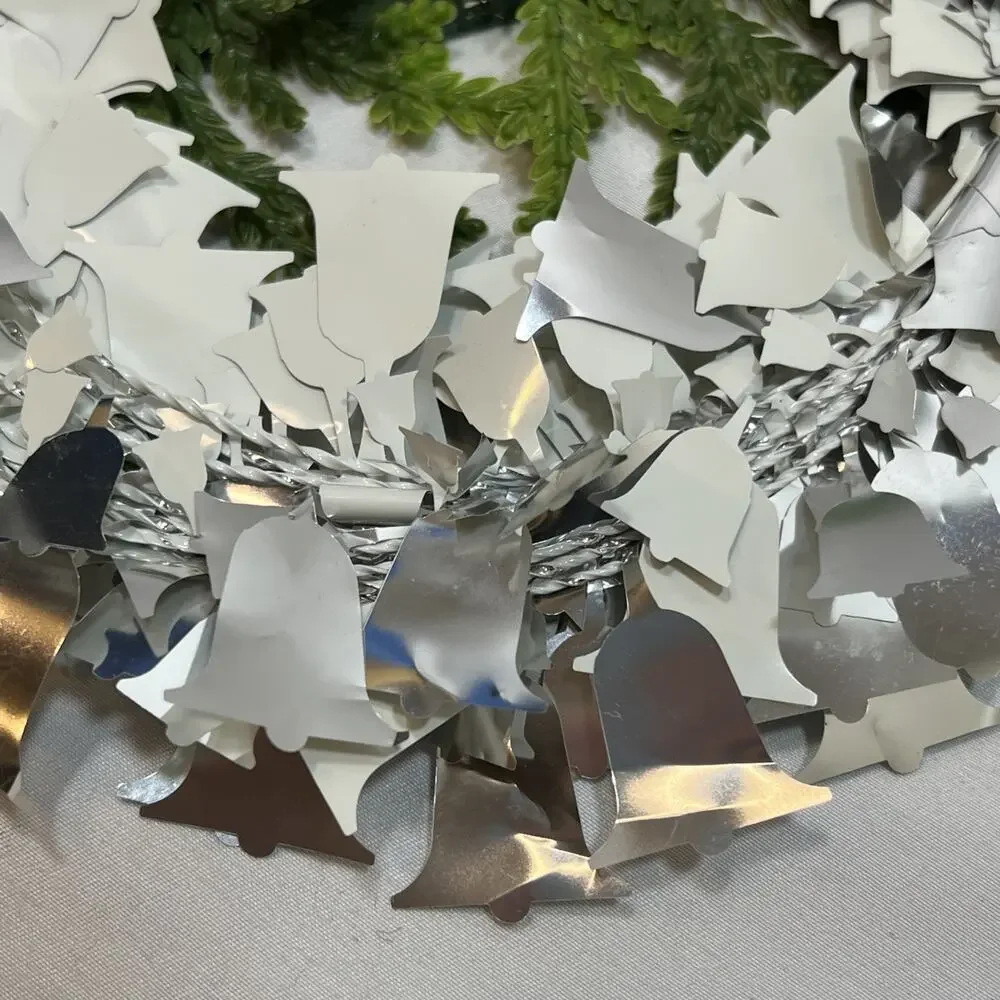 Vintage 2003 Martha Stewart Fancy Wire Garland First Snowfall Silver Bells 25ft